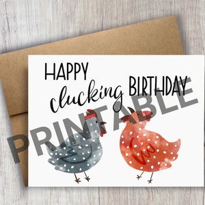 IMPRIMABLE Joyeux anniversaire carte de poulet drôle carte de poulet ami anniversaire | Cartes d’anniversaire amusantes | Goofy Chicken Card | Carte de poulet peinte