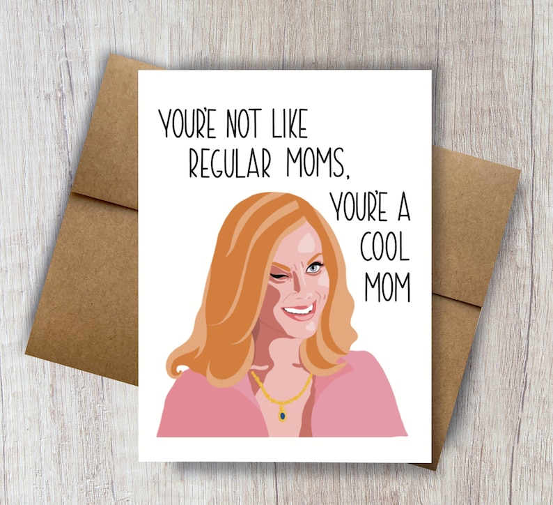 Cool Mom Mother's Day Card | funny mother's day card | not like a regular mom Amy Poehler card illustrated cards quote 