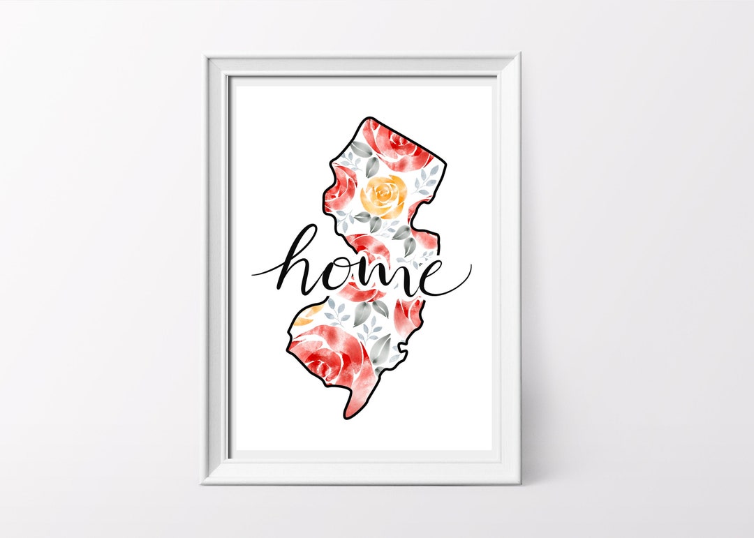 New Jersey Watercolor Print NJ Home Decor NJ State Art Etsy