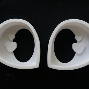 Follow-me fursuit eye blanks / HEART EYES  / 3d printed, multi-color