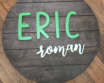 Round wood Sign | Nursery or Baby Name Sign  | Wood Circle Name Board