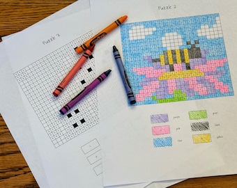 Set 2 Hidden Picture Coloring Page | Mystery Pixel Art Activity
