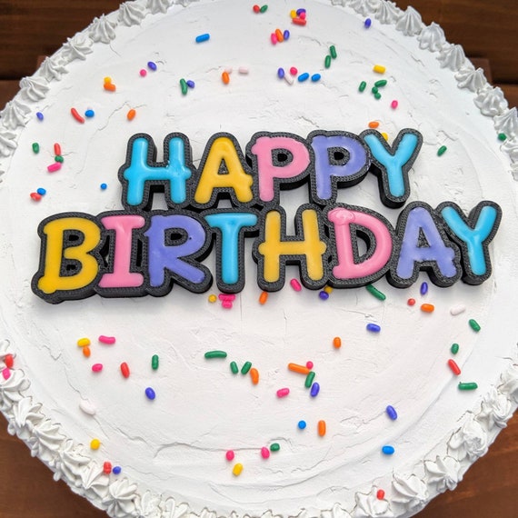 Reusable Happy Birthday Cake Topper Diy Cake Decorating Etsy
