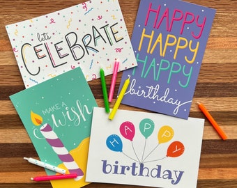 Happy Birthday Postcards | Make a Wish Cards | Birthday Notes
