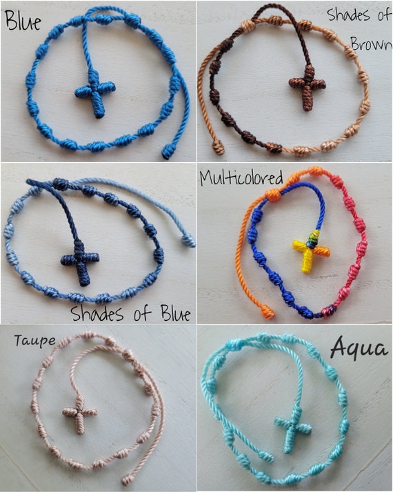 Knotted Cross Bracelet, String Jewelry, Prayer Bracelet, Rosary