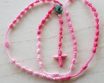 TODDLER KID&#39;S SIZE Knotted Rosary, Rosary For Kids, Catholic Rosary for Kids, Baptism Gift, Children&#39;s Rosary, String Rosary with Image