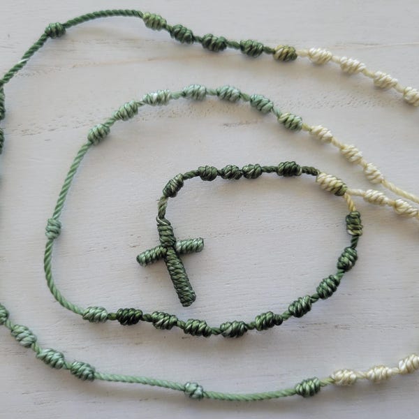 Knotted String Rosary, Prayer Necklace, Rosary Made of String, Colorful Rosary, Cord Rosary, String Prayer, Nylon Rosary, Catholic Rosary