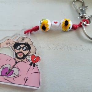 Bad Bunny Keychain, Bad Bunny Accessories, Un Verano Sin Ti, Keychains, YHLQMDLG,StringNBeads, Bad Bunny Cartoon Drawing, Bad Bunny Heart