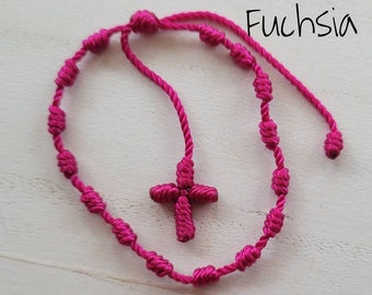 Knotted Cross Bracelet, String Jewelry, Prayer Bracelet, Rosary Bracelet, Religious Gifts, Bracelet with Cross, String Bracelets