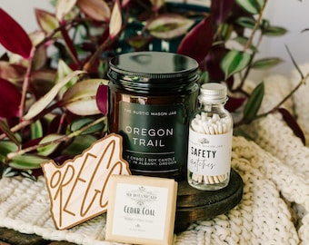 Oregon presentask || PNW || Oregon || Presentask || Present till henne || Present till honom || Sojaljus || Handgjord present || Tillverkad i Oregon || Oregon