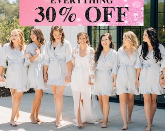 Bridesmaid Robes| Bridal Robe| Bride & Maid of Honor Robes | Bridesmaid Gifts| Wedding Party Gift| Bridesmaid Proposal Gift (Ruffle Robe)