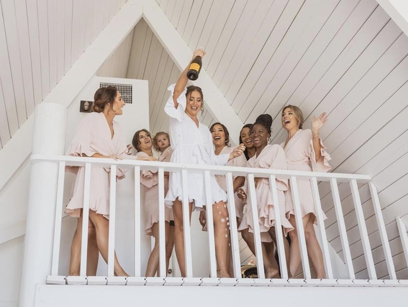 Custom Bride Bridesmaid Robe| Gifts for Bridal Party| Wedding Robe| Maid of Honor Gifts| Bridesmaid Gifts Proposal| Sayin Robe (Ruffle Robe) image 14