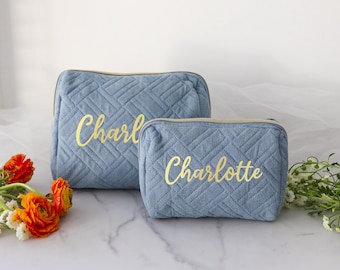 Makeup Bag – Gift for Her, Personalized Cosmetic Bag, Custom Velvet Pouch for Women, Holiday & Birthday Gift, Makeup Organizer (Velvet bag)
