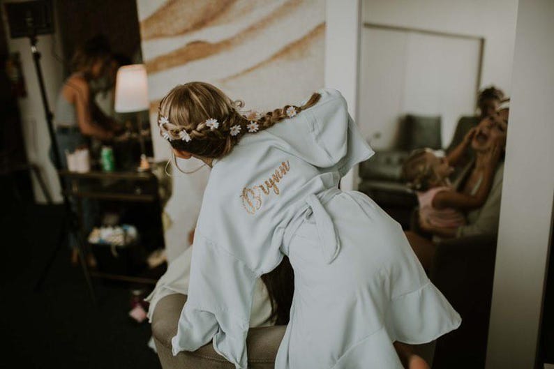 Custom Bride Bridesmaid Robe| Gifts for Bridal Party| Wedding Robe| Maid of Honor Gifts| Bridesmaid Gifts Proposal| Sayin Robe (Ruffle Robe) image 16