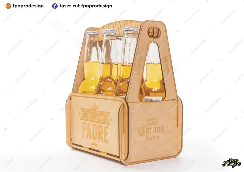 Beer Wood Holder Laser Cut Pattern Files Personalized Gift Etsy