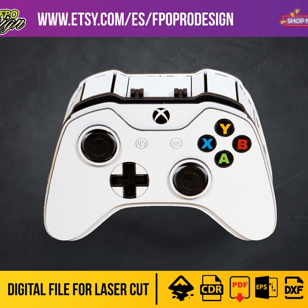 Drewniane pudełko w kształcie kontrolera Xbox, pudełko na pliki wycinane laserowo na prezenty cukierków, pudełko Xbox One, SVG, EPS, PDF,