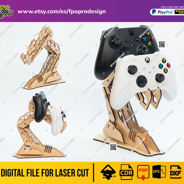 Drewniane pudełko w kształcie kontrolera Xbox, pudełko na pliki wycinane laserowo na prezenty cukierków, pudełko Xbox One, SVG, EPS, PDF,