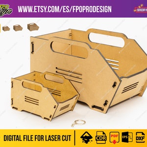 Stackable Storage Container Box Organizer for materials or tools Files laser cut SVG DXF CDR vector cnc box