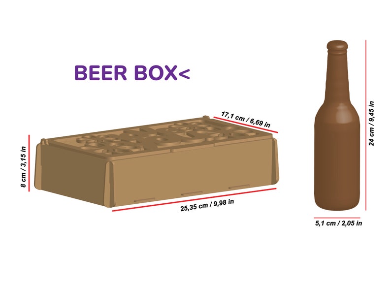 PK2-ES Día de la madre caja para cerveza español con compartimentos glowforge corte láser planos cnc espesor 2,5-3 y 4 mm, DXF CDR imagen 5