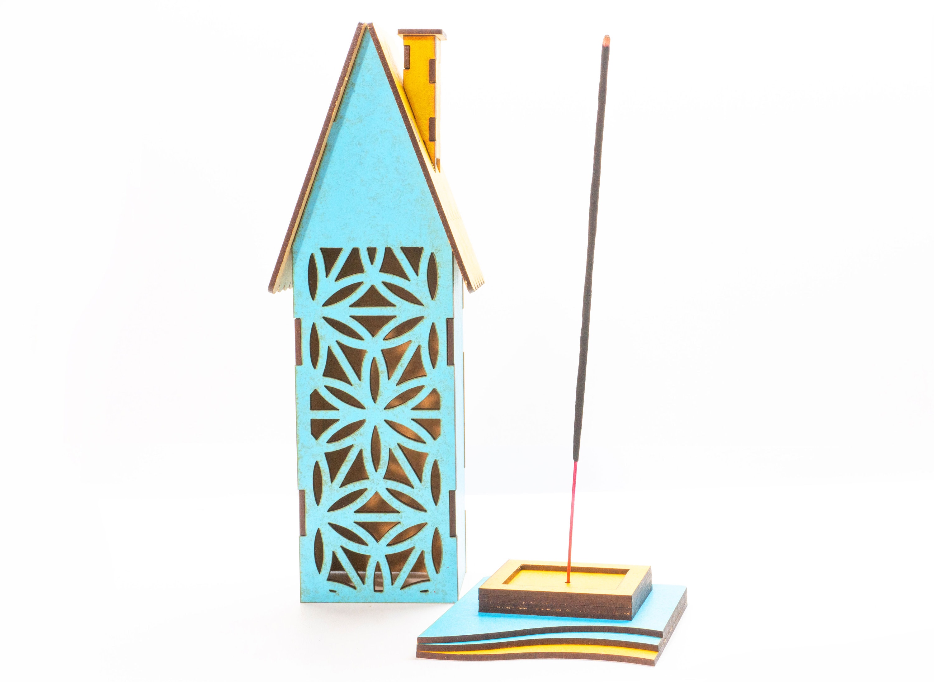 Wooden incense house with chimney wooden laser cut CNC File Etsy