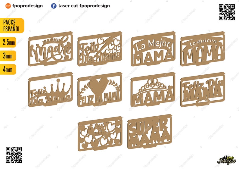 PK2-ES Día de la madre caja para cerveza español con compartimentos glowforge corte láser planos cnc espesor 2,5-3 y 4 mm, DXF CDR imagen 3