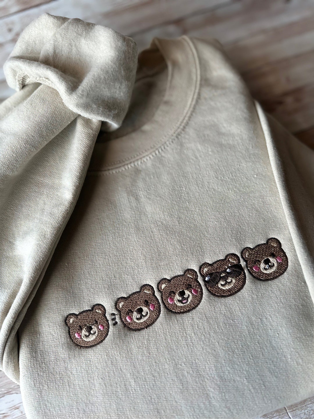 Cute Bear Embroidered Texture Sweater