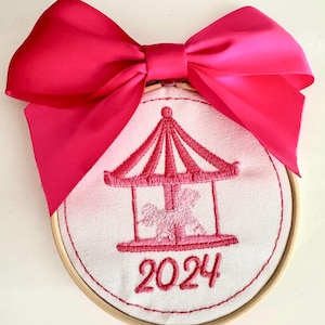Embroidered Christmas Ornament for Baby Girl, Baby’s First Christmas, Personalized Christmas Ornament, First Christmas Keepsake Ornament