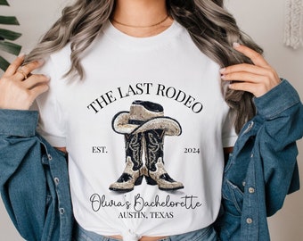 Last Rodeo Bachelorette Shirt, Custom Western Bachelorette Shirt, Personalized Location Western Bridal Party Shirt, Bridesmaid Shirts