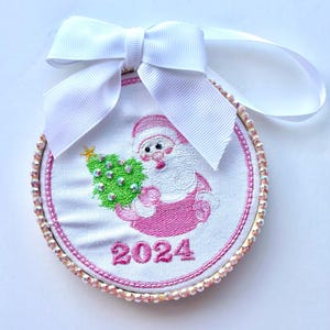 Embroidered Christmas Ornament for Baby Girl, Baby’s First Christmas, Personalized Christmas Ornament, First Christmas Keepsake Ornament