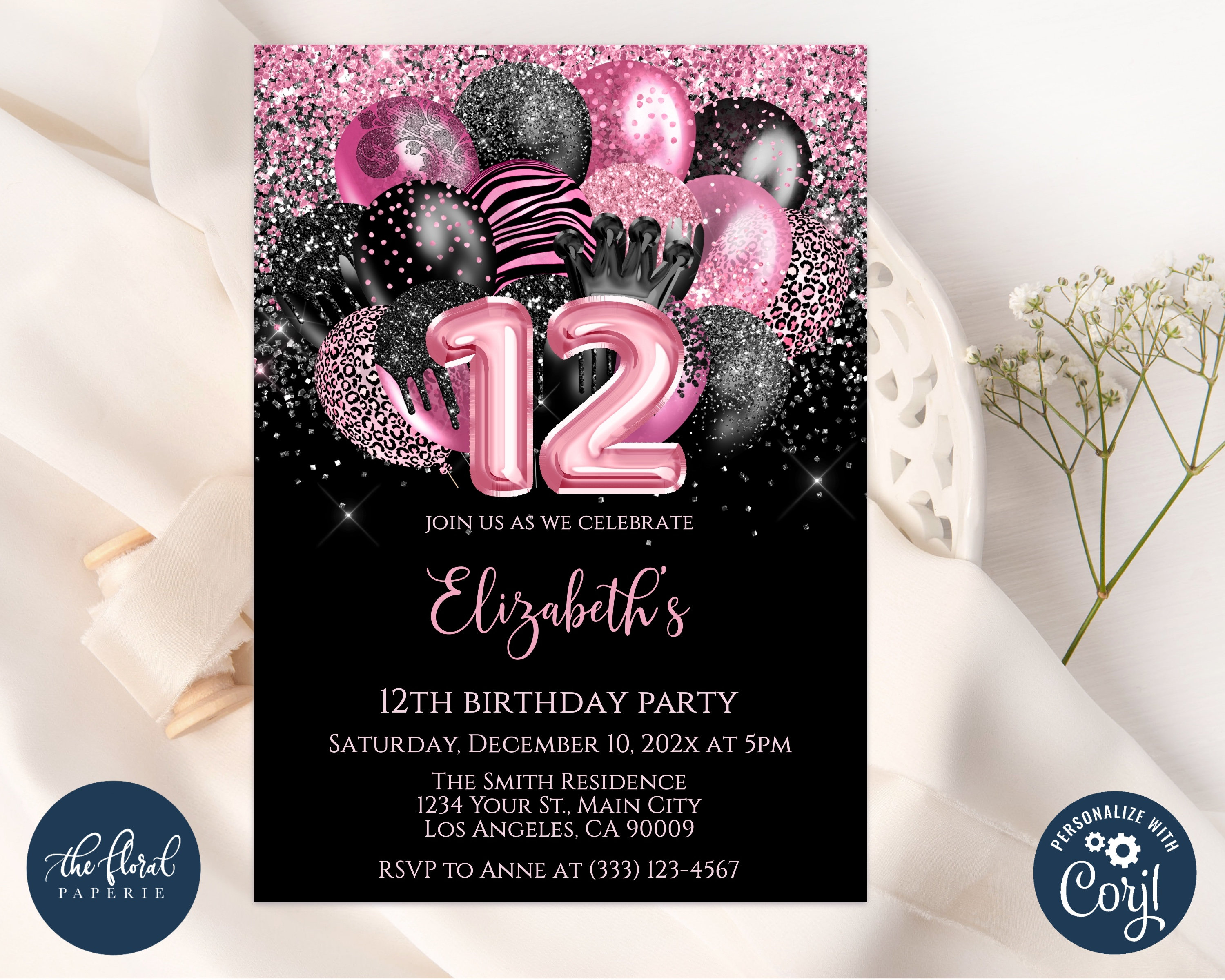 Pink Winter Birthday Party Invitation For Kids • KBM D3signs