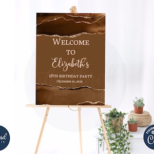 shades of melanin birthday Welcome Sign template, printable birthday welcome sign poster, adult birthday, shades of brown party decor TFP38