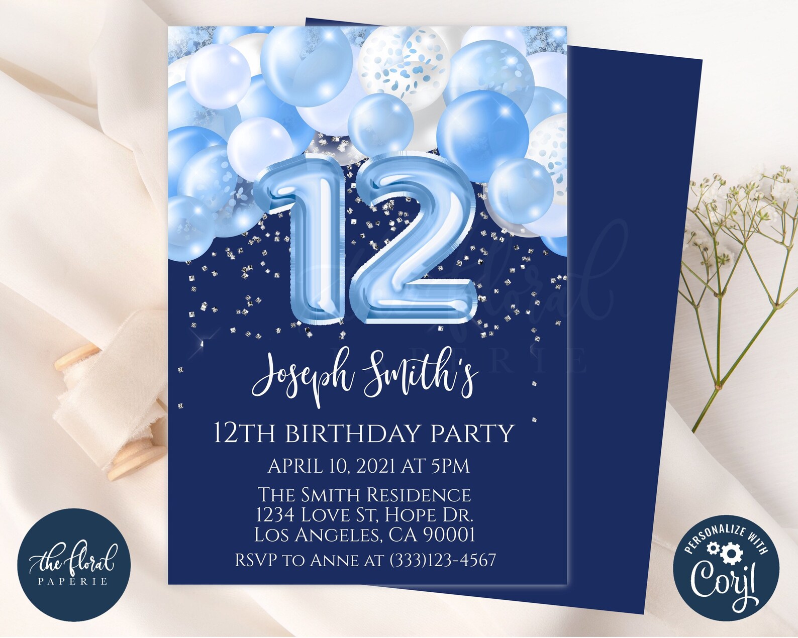 12th Birthday Invitation Template Editable Kids Birthday | Etsy UK