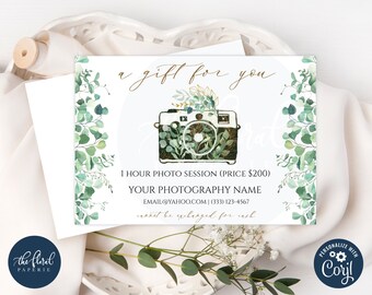 Printable Photography Gift Certificate Template Photo Session - Etsy