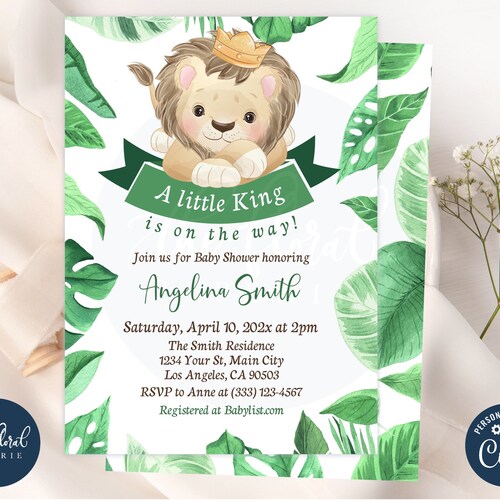 Editable Lion Baby Shower Invitation Boy Baby Shower Etsy
