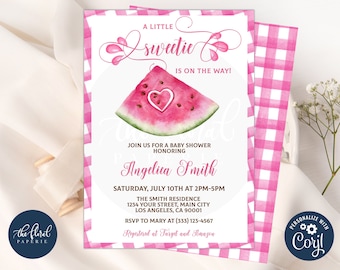watermelon baby shower invitation template , editable summer baby shower invitation, watermelon baby shower invites, fruit invitation