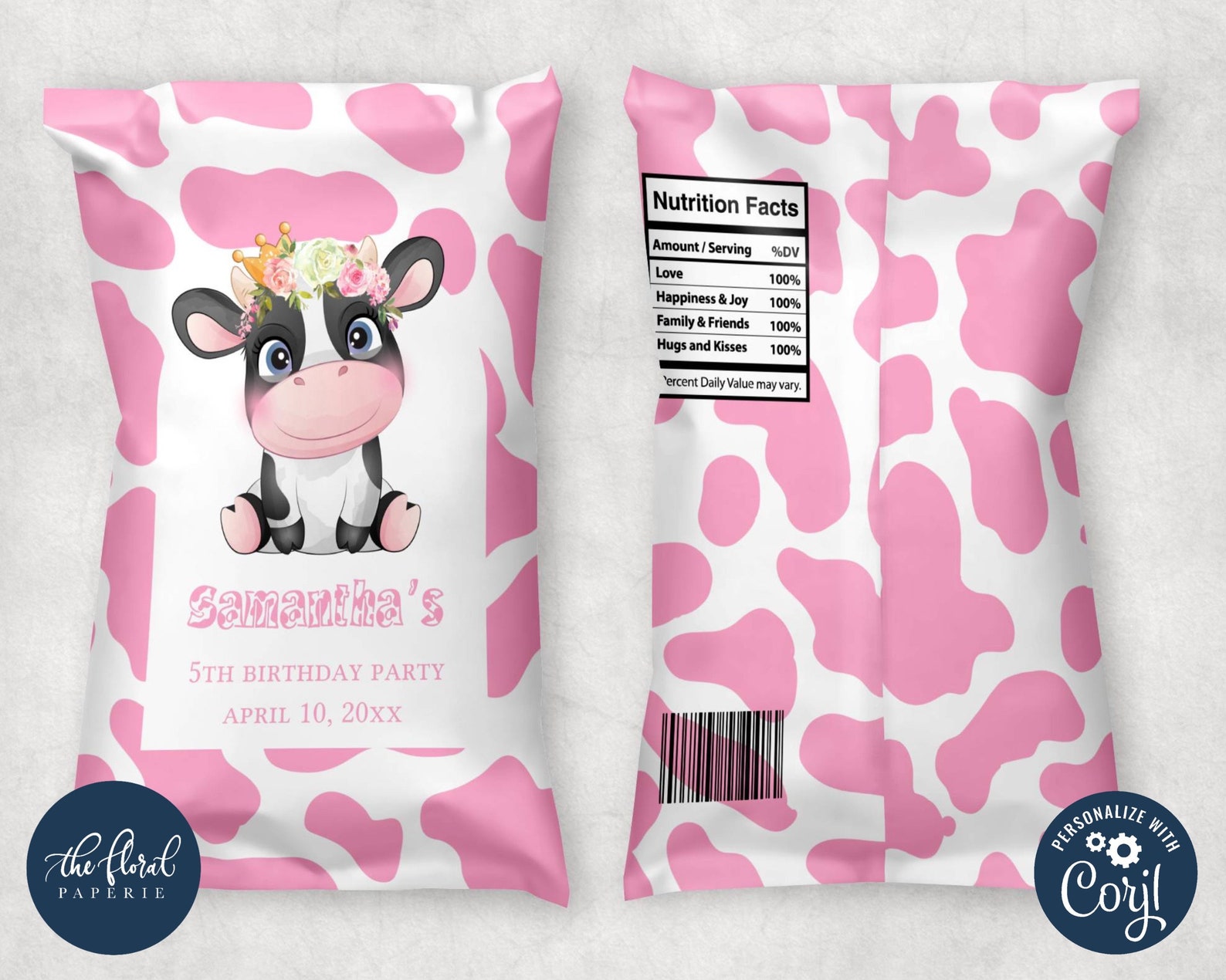 Cow Chip Bag Template Cow Potato Chip Bag Wrapper Cow Potato - Etsy