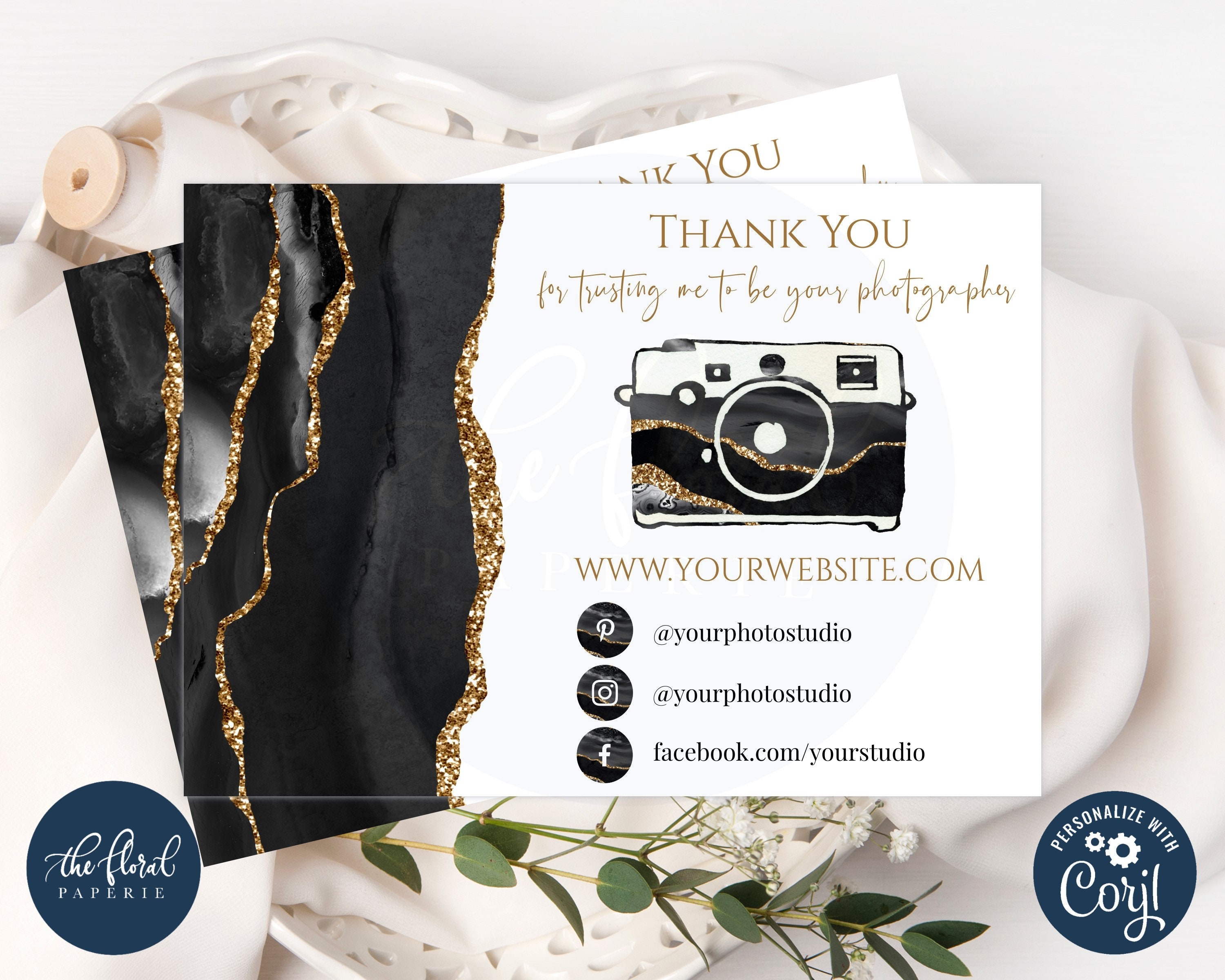 Client thank you cards for photographer template photo Etsy