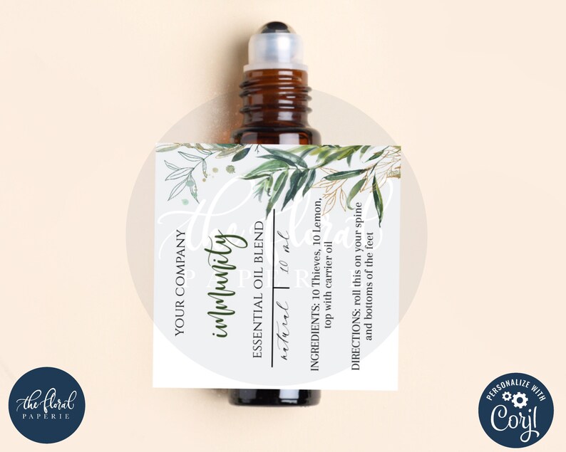 essential oil label template editable product labels roller bottle printable greenery essential oil labels for rollers product packaging