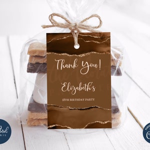 shades of melanin birthday favor tags template, editable birthday gift tags, shades of brown thank you tags, personalized tags TFP38