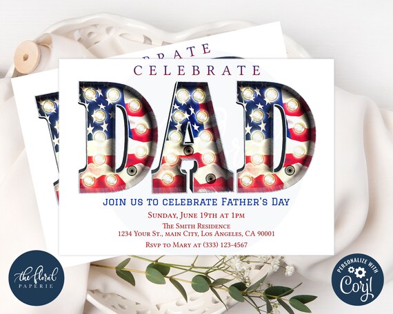 fathers day invitation template, editable fathers day brunch invitation, printable fathers day invites, veteran dad, soldier dad, army dad