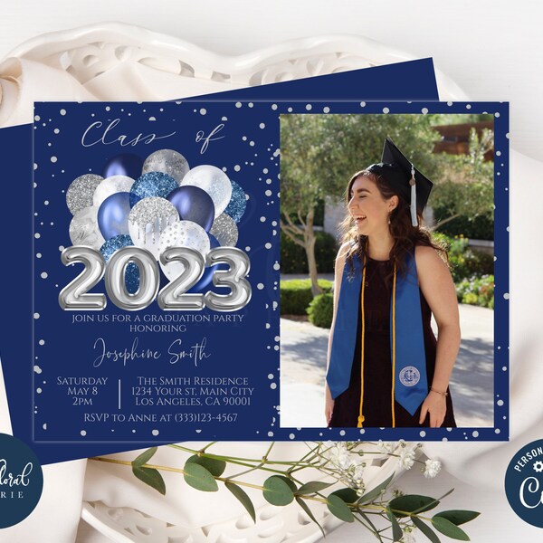 Navy Blue Invitation Etsy