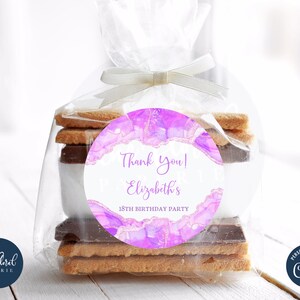 purple birthday favor tags template, purple birthday gift tags, printable birthday labels, purple thank you tags, personalized tags TFP48