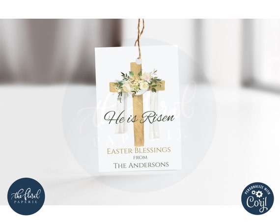 Easter Cross Gift Tag Template Printable Easter Treat Gift | Etsy