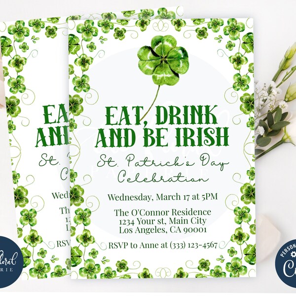 st paddys day editable invite