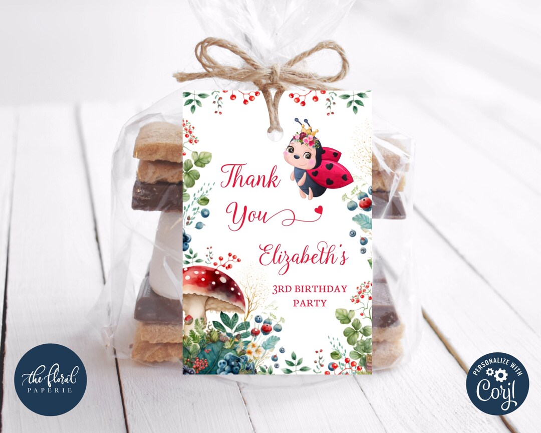 Ladybug Favor Tag Template, Editable Ladybug Thank You Tags, Printable ...