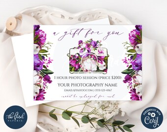 Printable Photography Gift Certificate Template Photo Session - Etsy