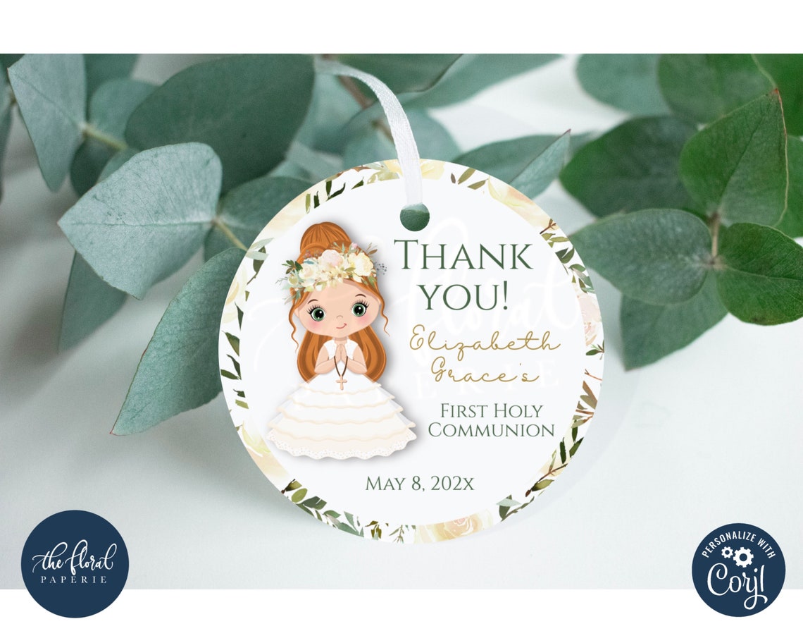 First Holy Communion Favor Tag Template Printable First - Etsy