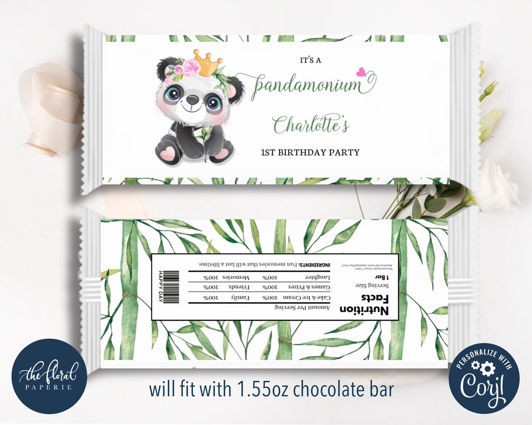 Editable Panda Birthday Chocolate Wrapper Template (digital Download ...