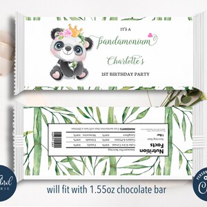 panda chocolate wrapper template, editable panda candy bar wrapper, printable hershey bar wrapper, party favor label, panda birthday favor