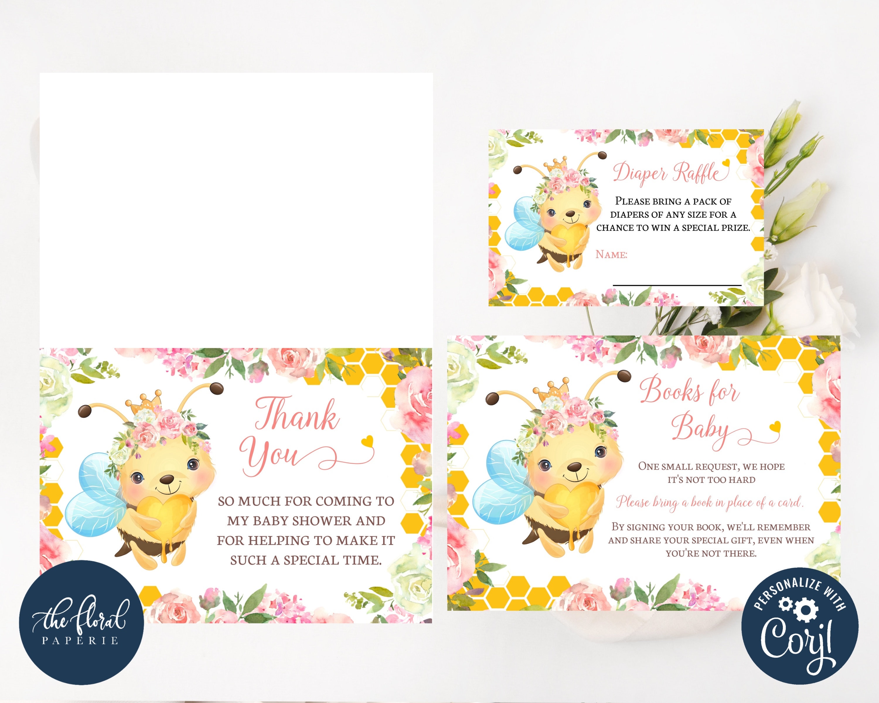 Plantilla de invitación para baby shower de abejas, invitaciones para baby  shower de abejorros, conjunto de invitaciones editables para baby shower de  abejas, invitaciones para baby shower de niñas - Etsy México, image size:3000x2400